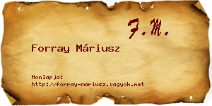 Forray Máriusz névjegykártya