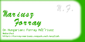 mariusz forray business card